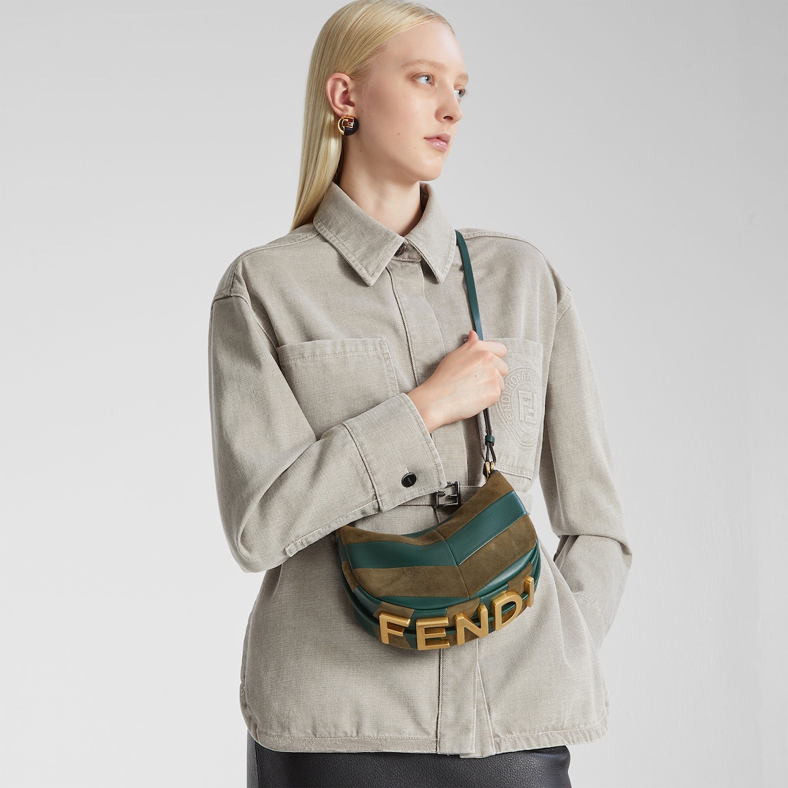 FENDI graphy Mini Mini-bag in leather and suede with two-tone inlay - Image 4